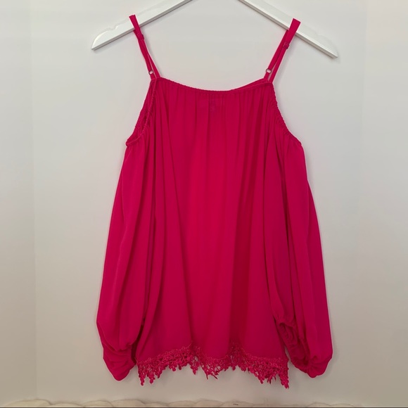 🎉HP🎉 Ya Los Angeles Pink Off-Shoulder Top Large - Picture 2 of 8